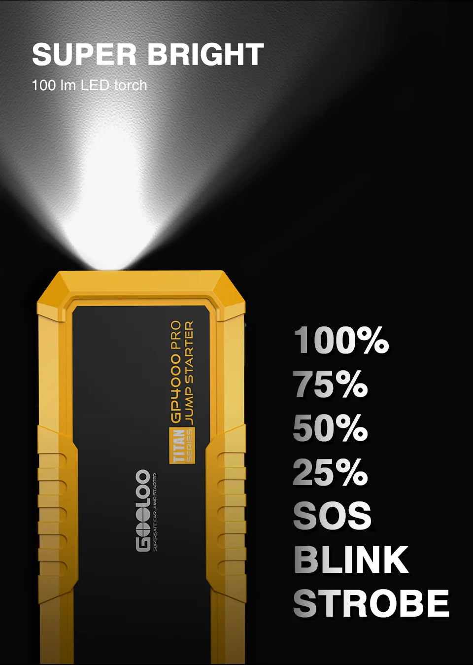 GOOLOO 4000A Start Power Bank 26800mAh Jump Starter Car Booster External Battery 12V Starting Device for Petrol Diesel Powerbank