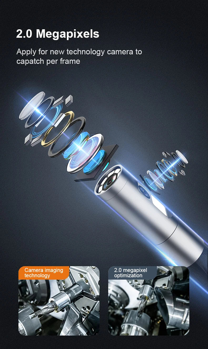 360° Steering Industrial Endoscope Camera 8mm 5"IPS Screen Single&Dual Lens Inspection Borescope 1080P For Car Engine Pip