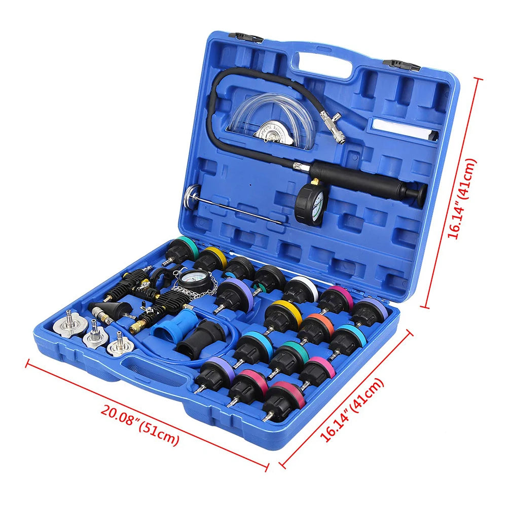 Podofo 28Pcs Universal Radiator Pressure Tester Set Vacuum Type Cooling System Tester Water Tank Leak Detection Detector Tool