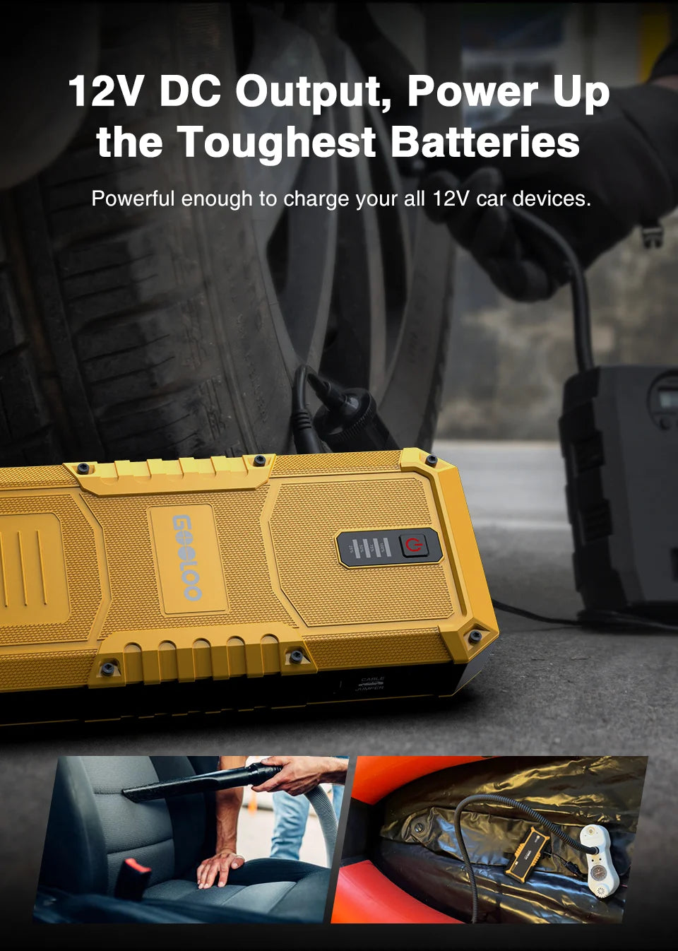 GOOLOO 4000A Start Power Bank 26800mAh Jump Starter Car Booster External Battery 12V Starting Device for Petrol Diesel Powerbank