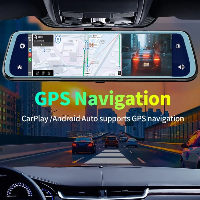 4K Car Rearview Mirror Dash Cam Wireless CarPlay Android Auto GPS Night Vision Video Camera Loop Recording 5G WiFi Parking Mode